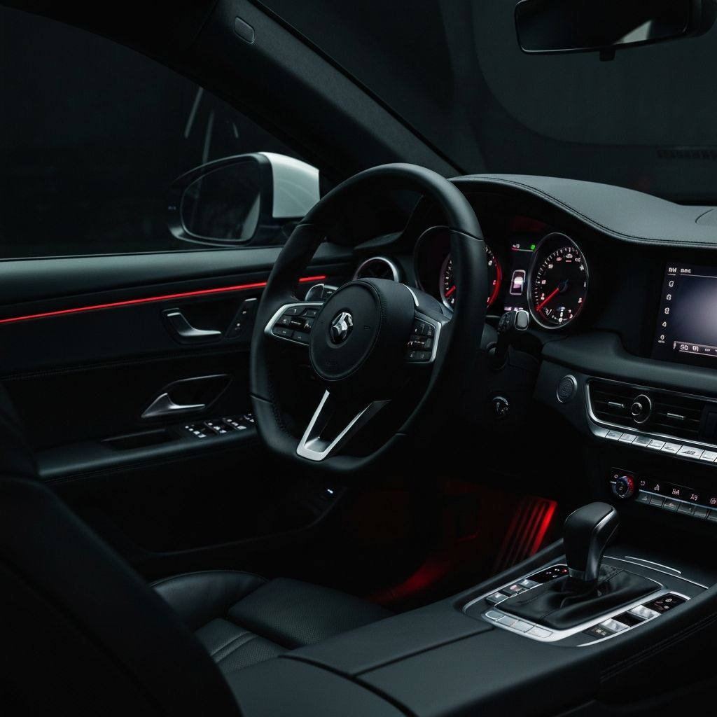Interior de carro moderno con accesorios